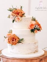 Semi naked 3 tier copper wedding cake